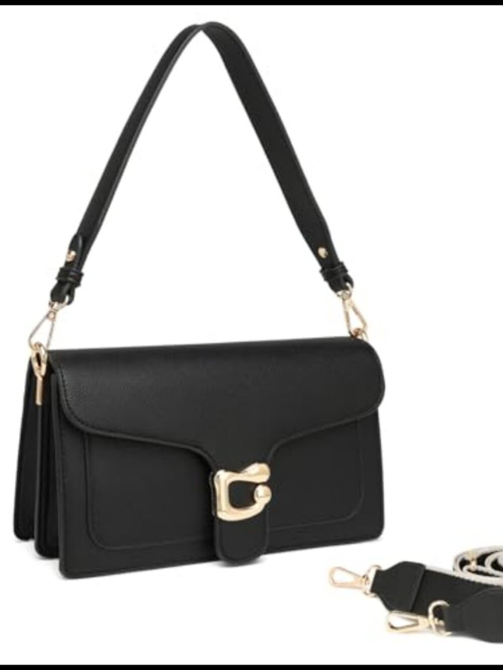 Vegan Leather Crossbody Bag Small Satchel Purse with 2 Straps